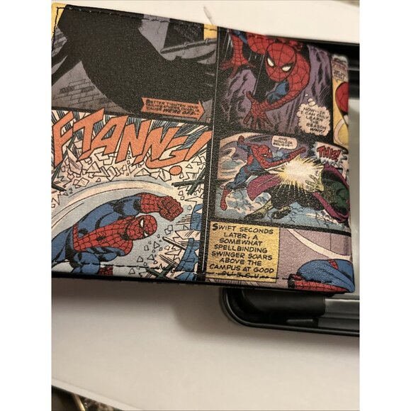 Marvel Men's Bifold Wallet Spiderman w/ collectors Tin comic style NWT red blue - Picture 10 of 15